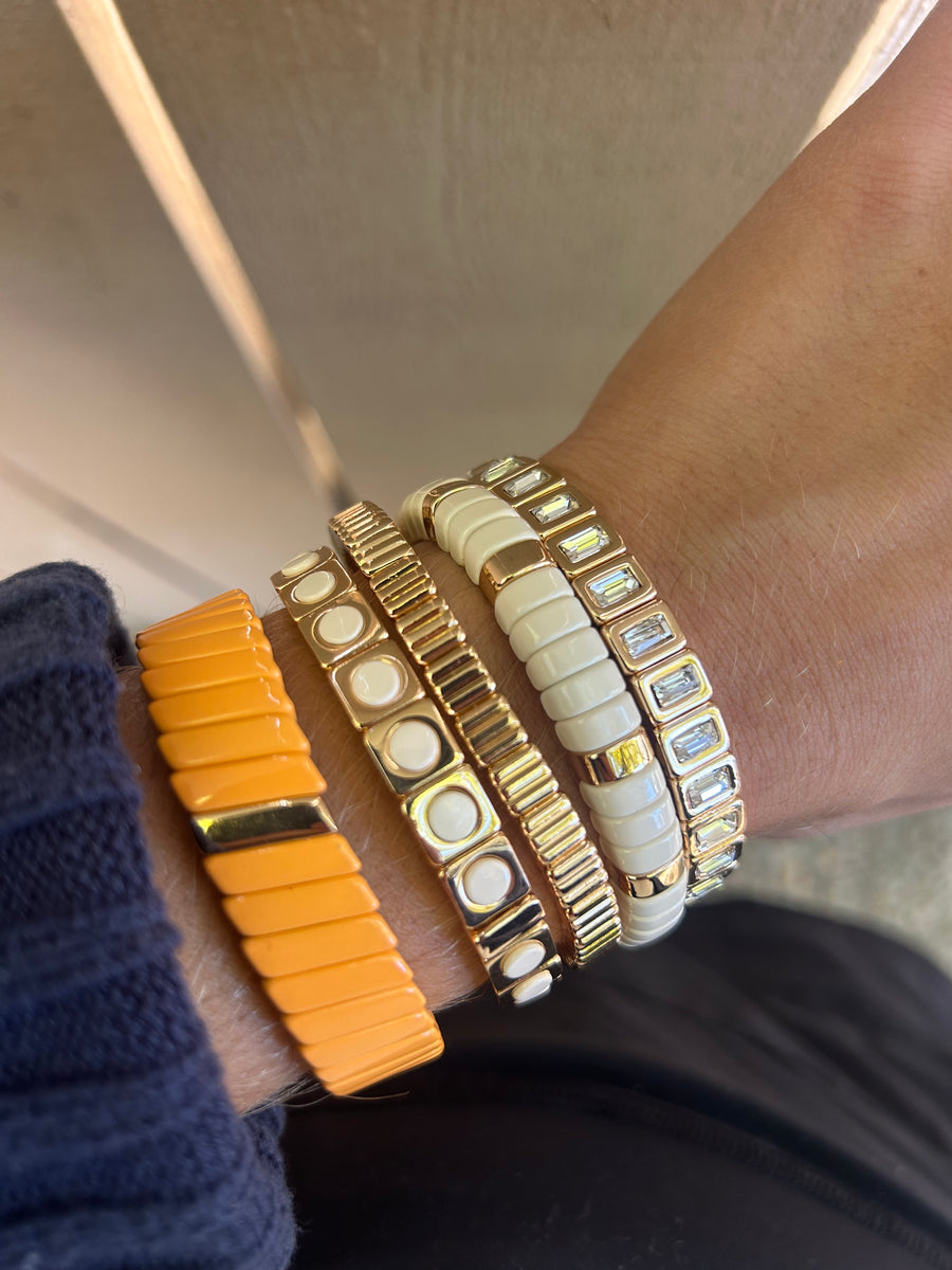 Ivory and Gold Rounded Single Bracelet