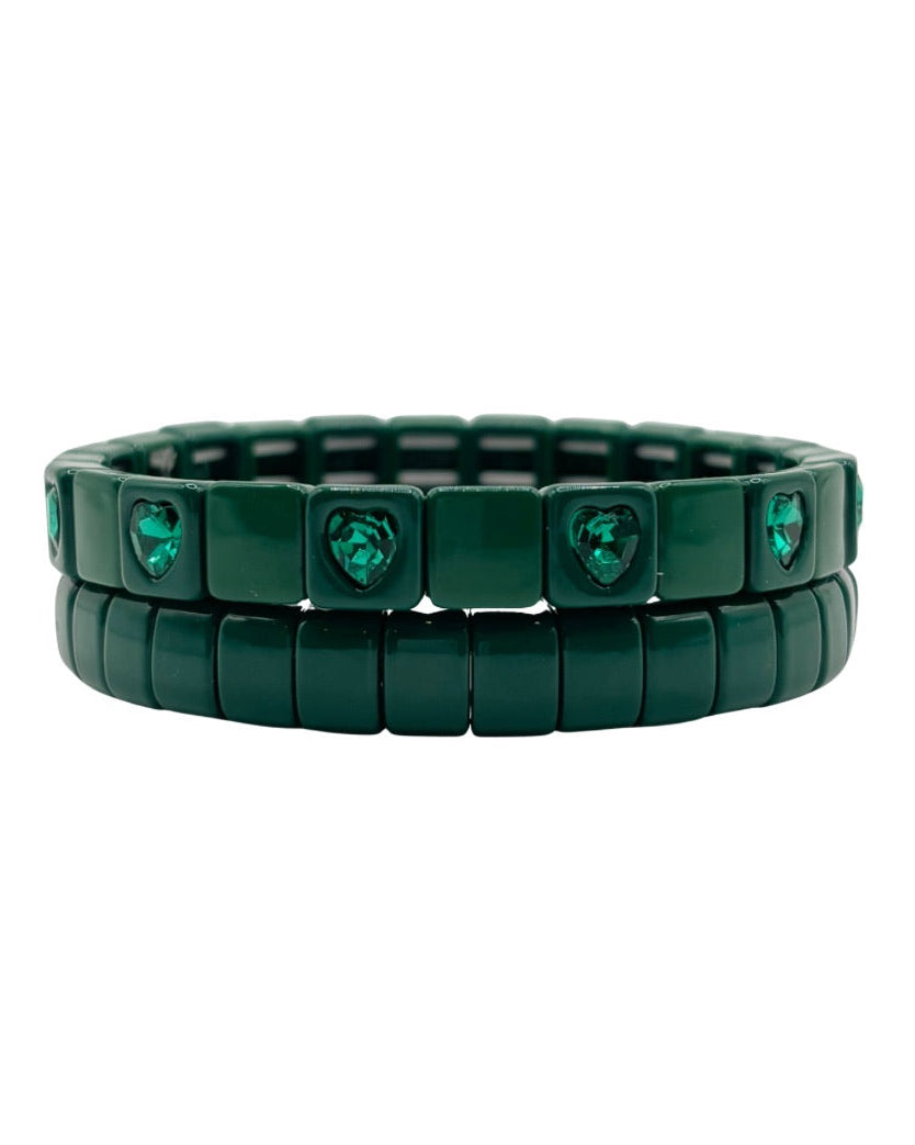 The Pine Green Stack Bracelets