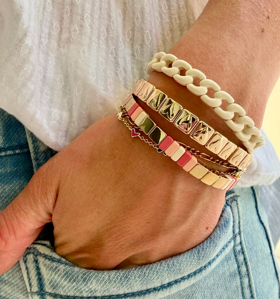 Gold Heart Squares Bracelet