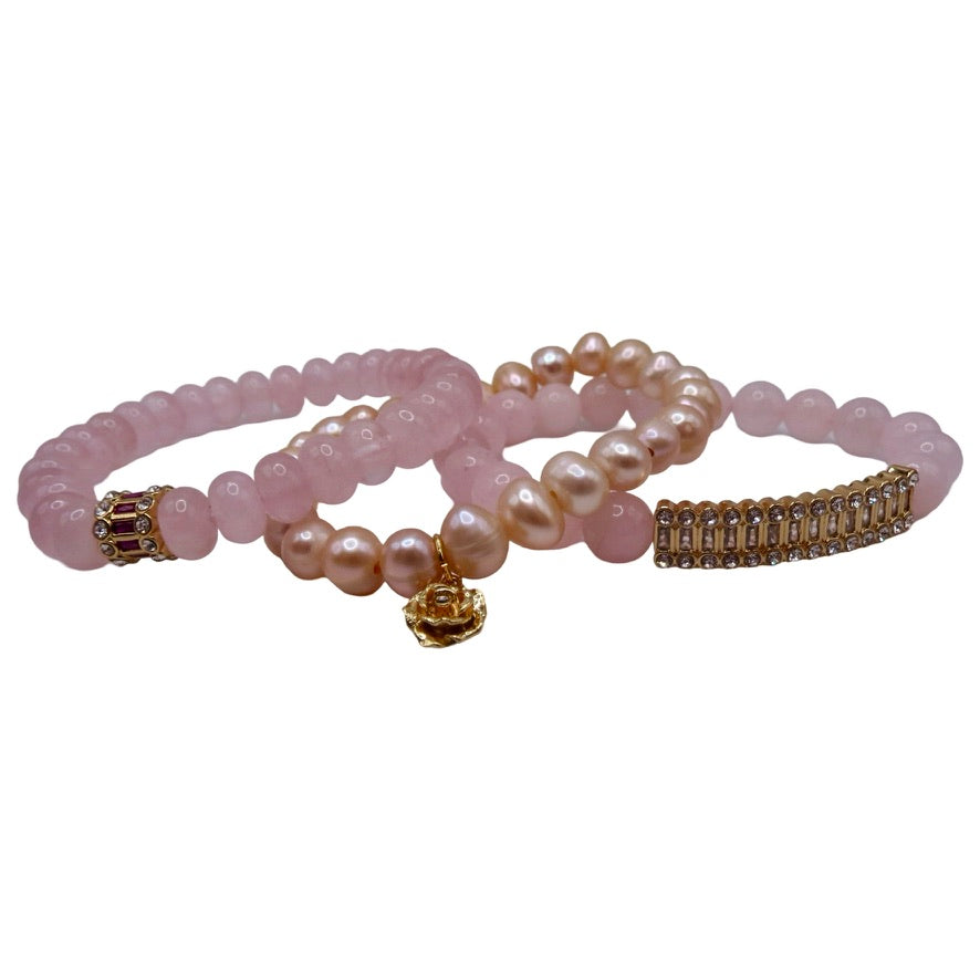 Pink Pearly Beaded Stack