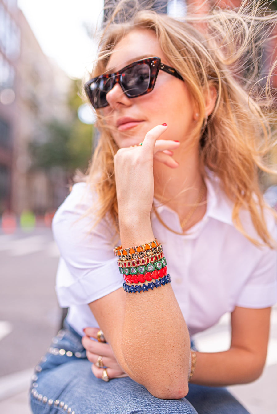 Cherry Smiley Disc Bracelet