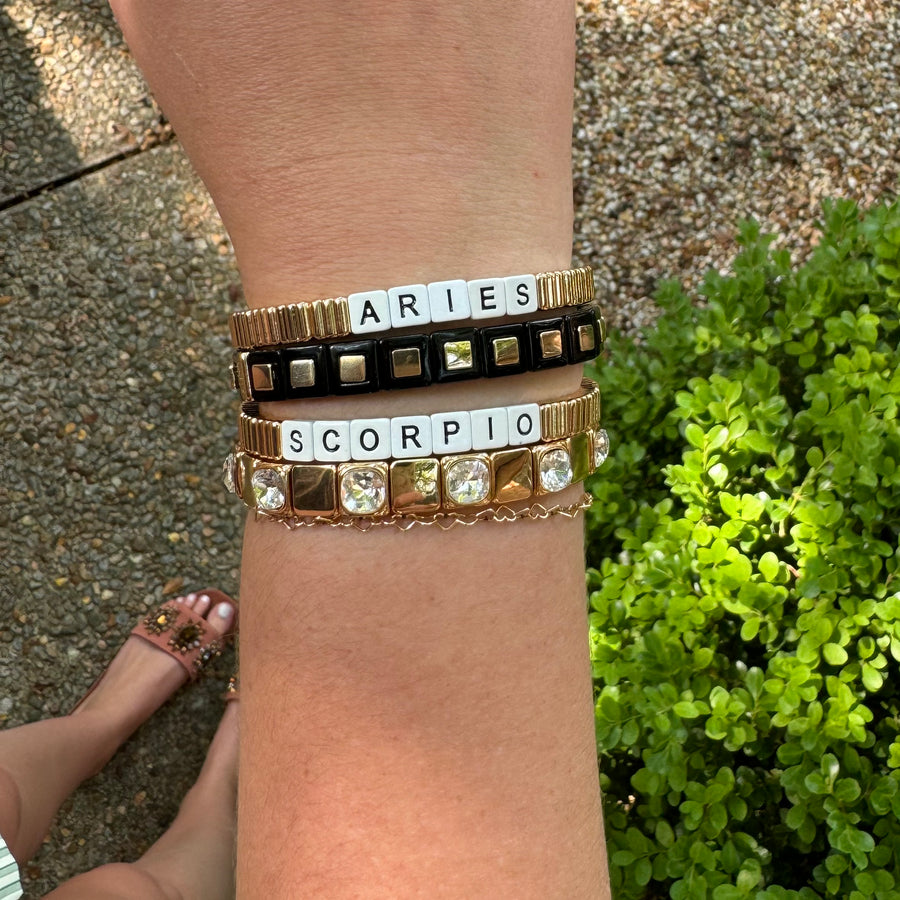 Zodiac Sign Stackable Gold Line Bracelet