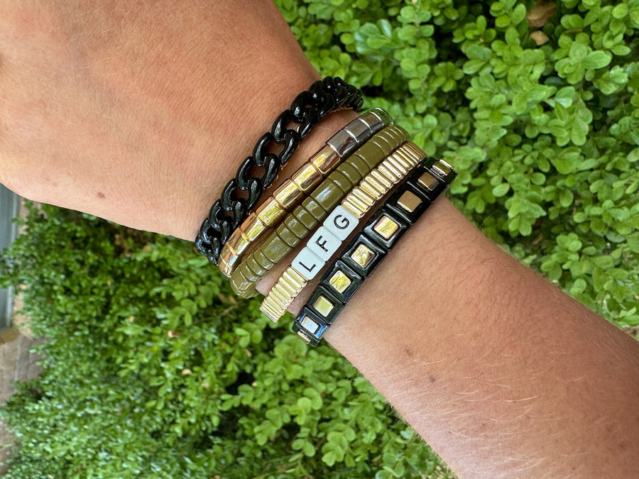 Stackable LFG Gold Line Bracelet