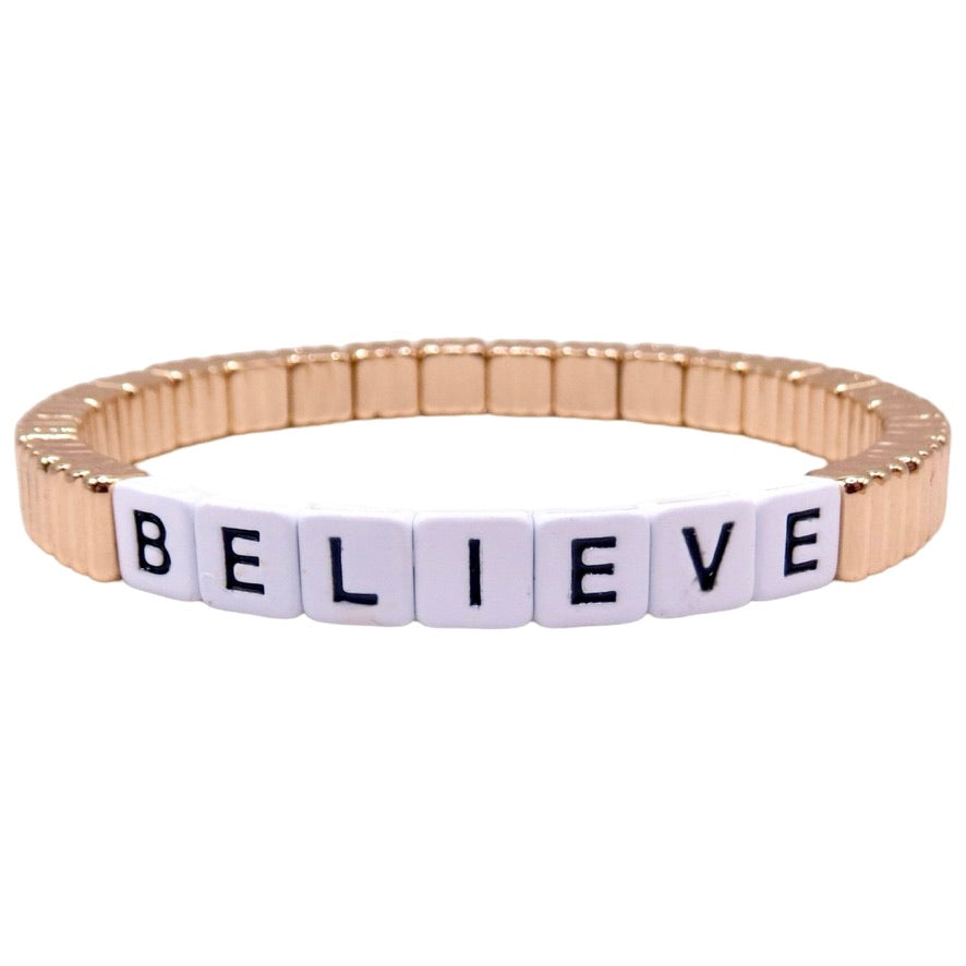 Stackable Believe Gold Line Bracelet