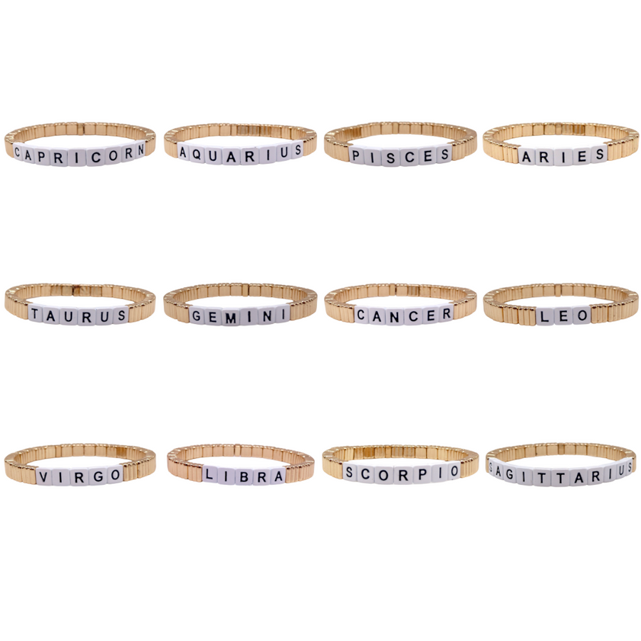 Zodiac Sign Stackable Gold Line Bracelet