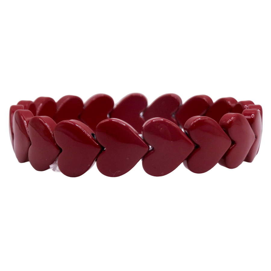 Deep Red Hearts Bracelet