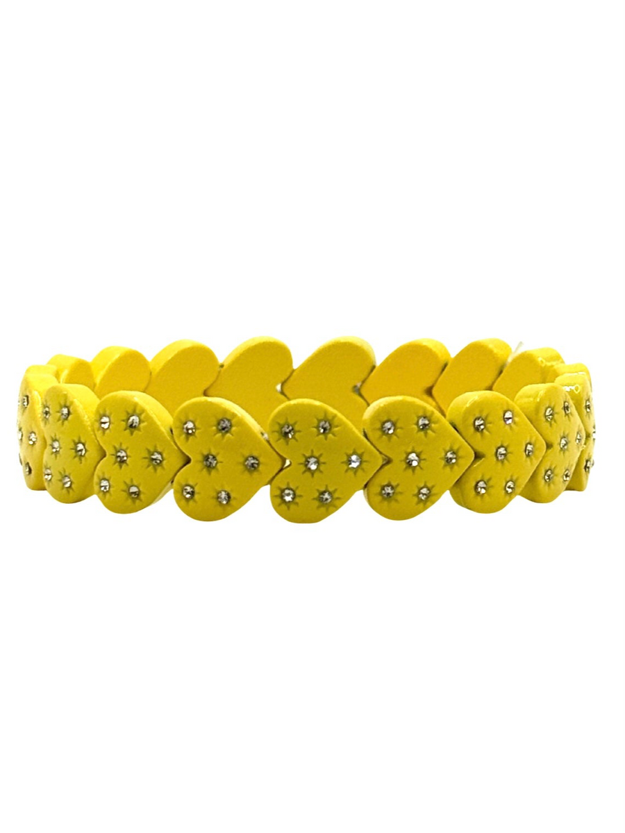 Sparkly Yellow Hearts Bracelet