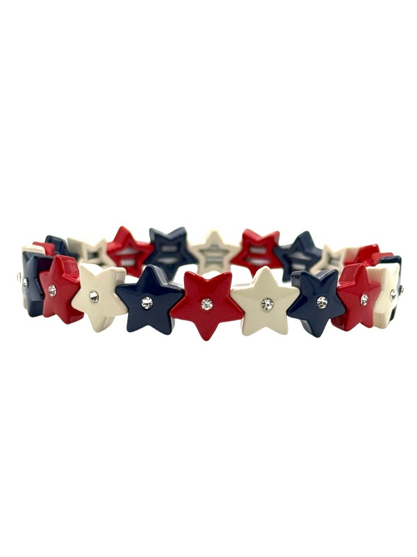 Red, Ivory and Blue Star Bracelet