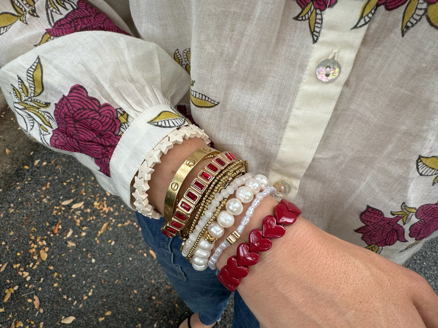 Deep Red Hearts Bracelet