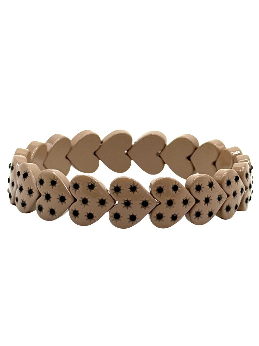 Sparkly Taupe Hearts Bracelet