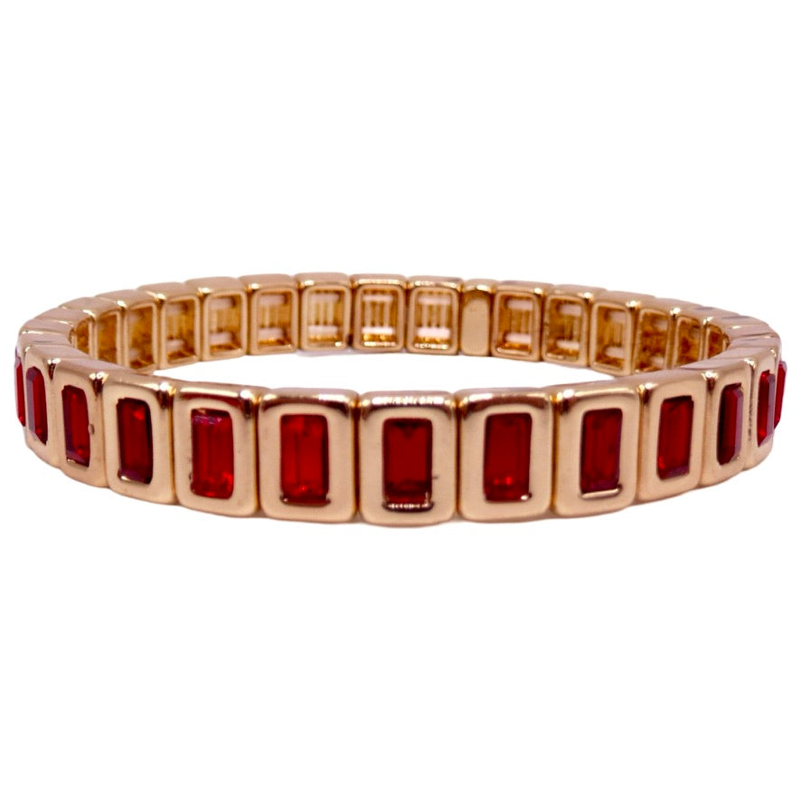 The Baguette Red Gem Mini Bracelet