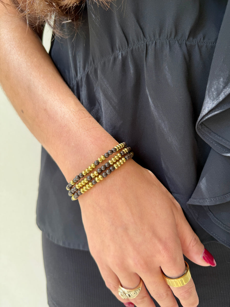 Dark Brown Beaded Stack Bracelets