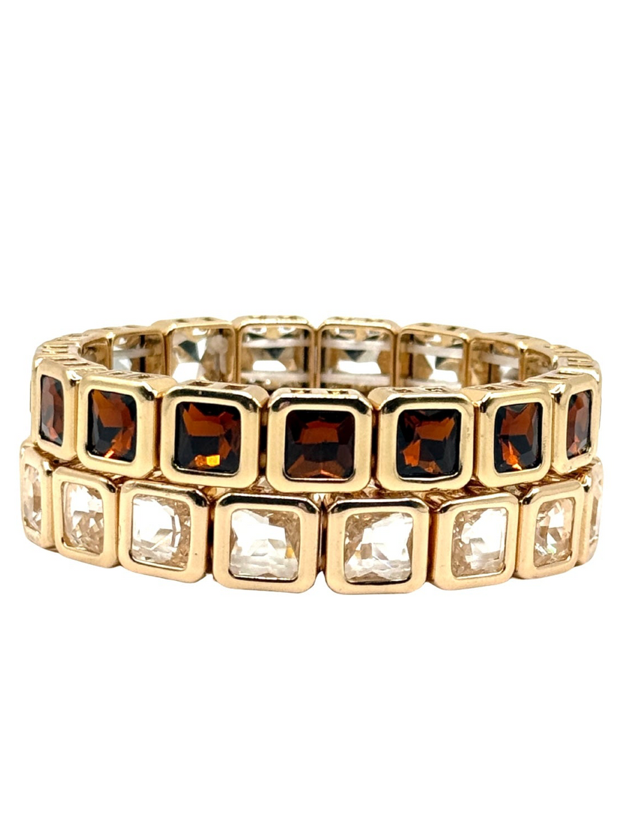 Chunky Gold Square Gems Bracelet