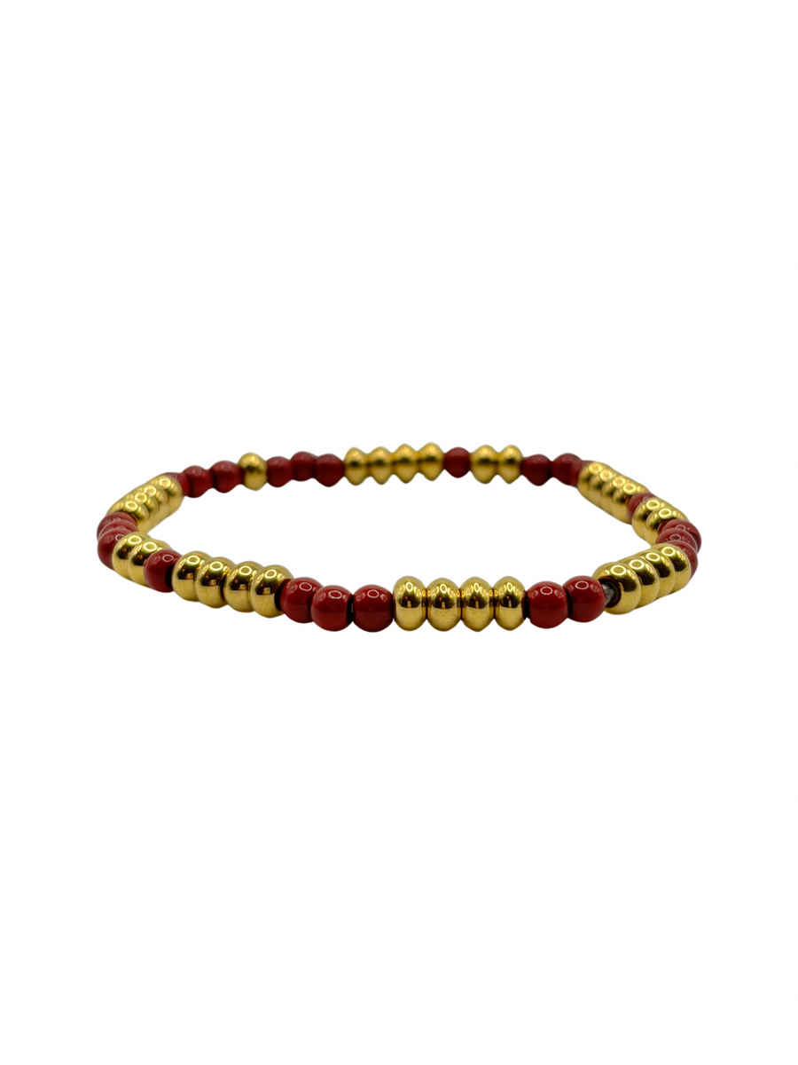 Burgundy Beaded Stack Bracelets
