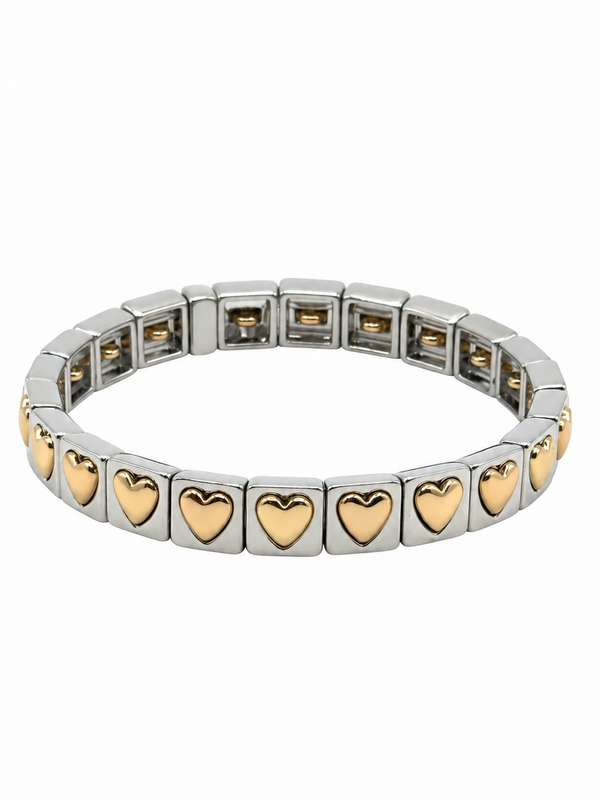 Two-tone Bubble Hearts Bracelet
