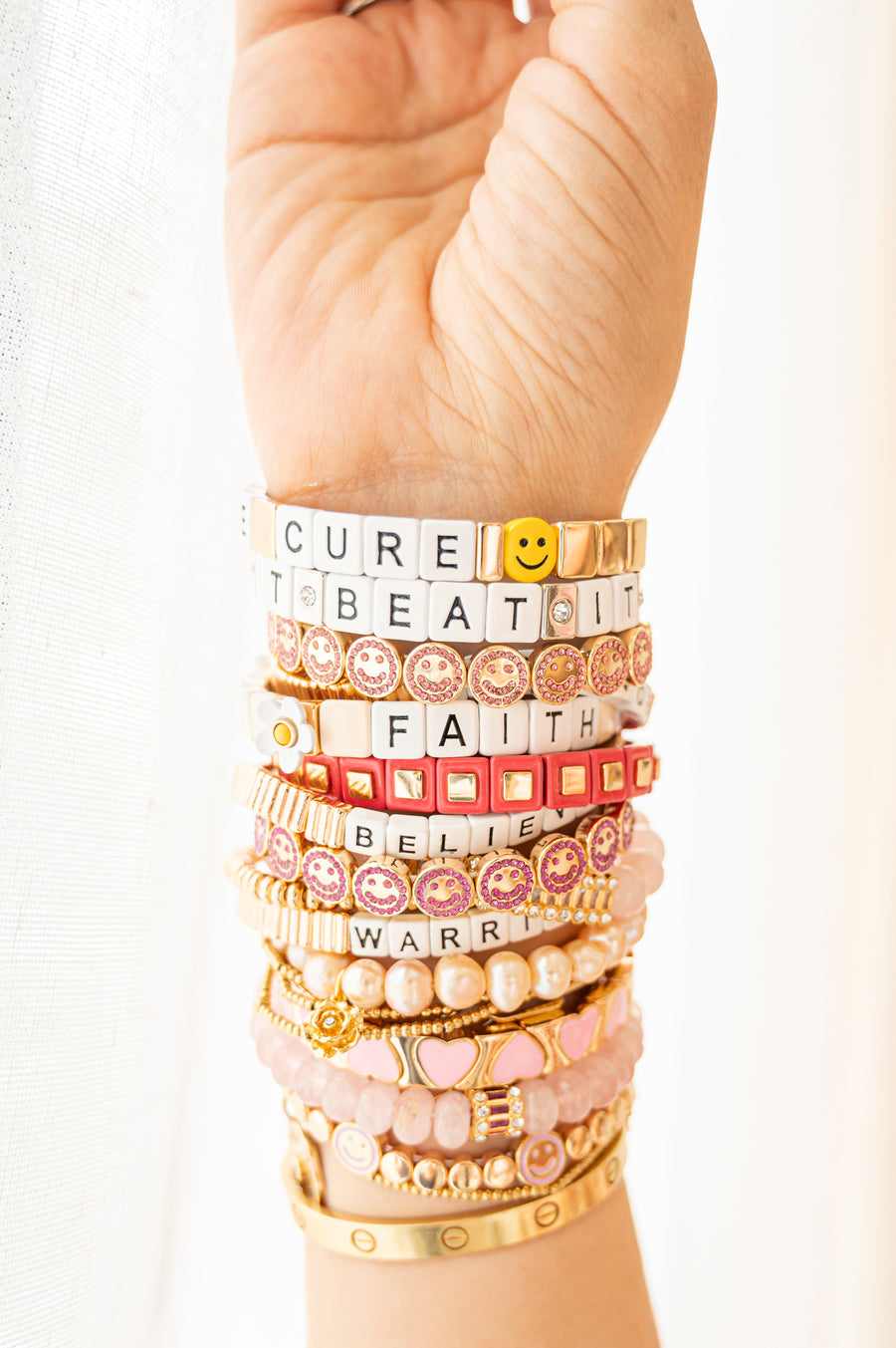 Peace, Love, Cure Single Bracelet