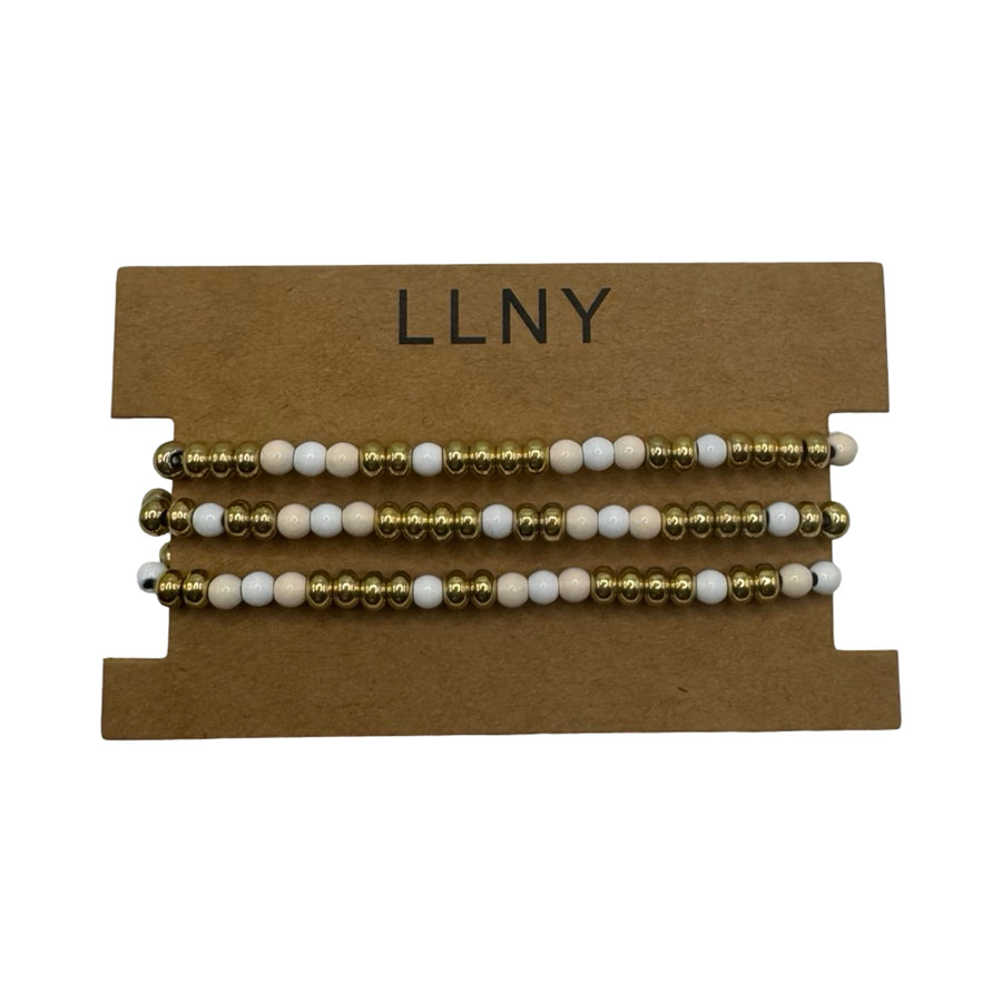 Ivory Beaded Balls Stack Bracelets