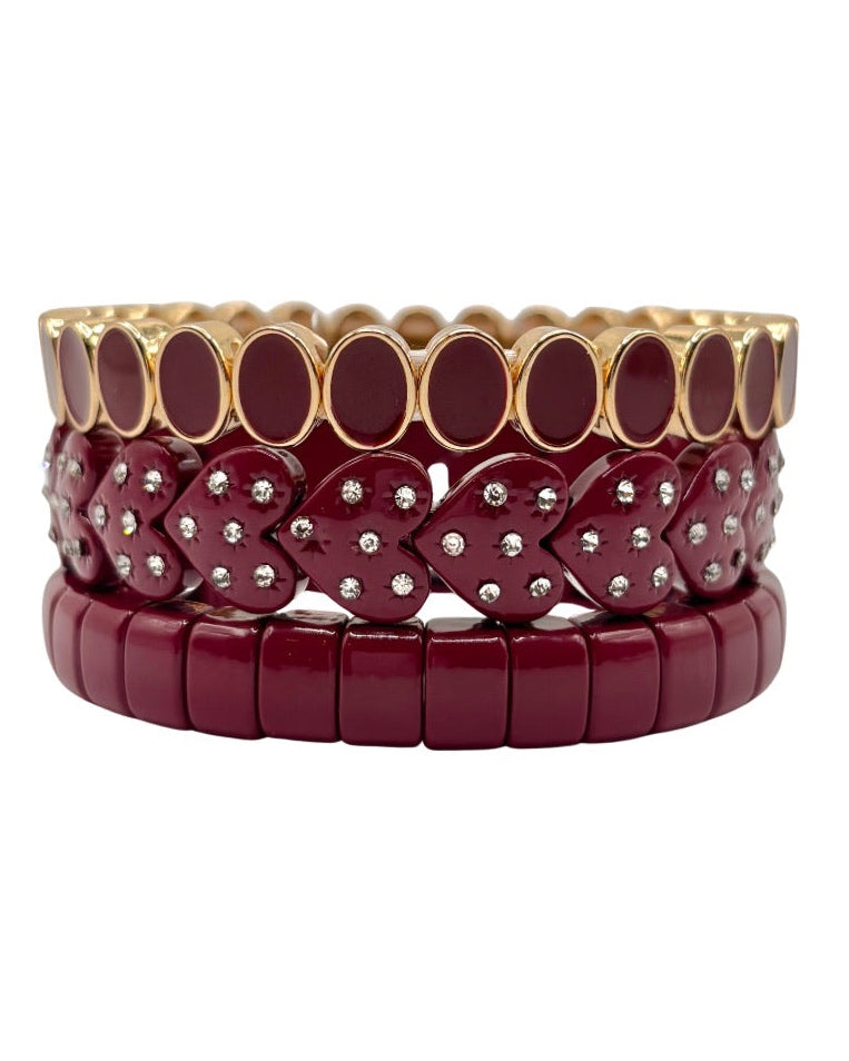 The Burgundy Stack Bracelets