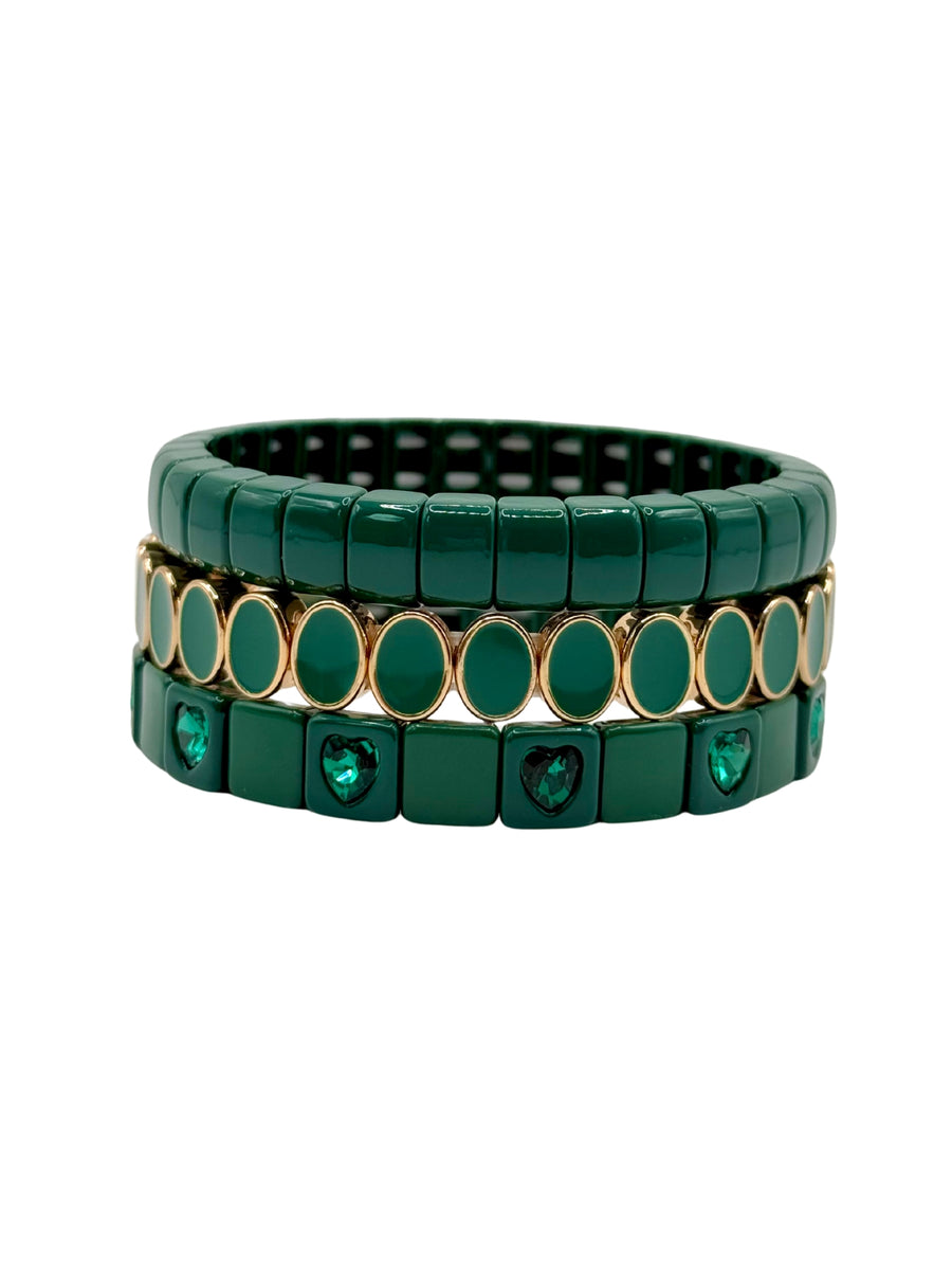 The Pine Green Stack Bracelets