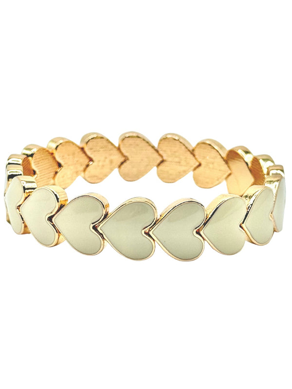Gold and Ivory Hearts Bracelet