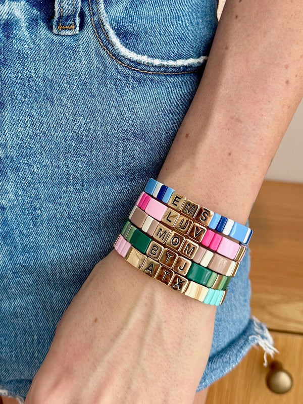 Gold Letter Custom Saying Bracelet