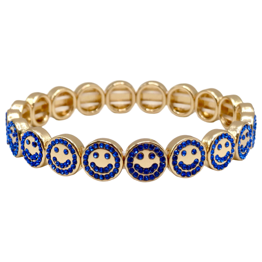 Cobalt Blue Smiley Disc Bracelet