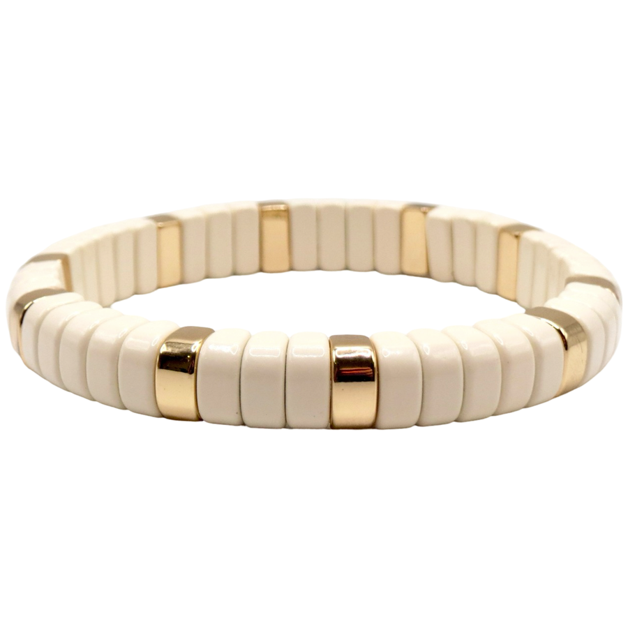 Ivory and Gold Rounded Single Bracelet