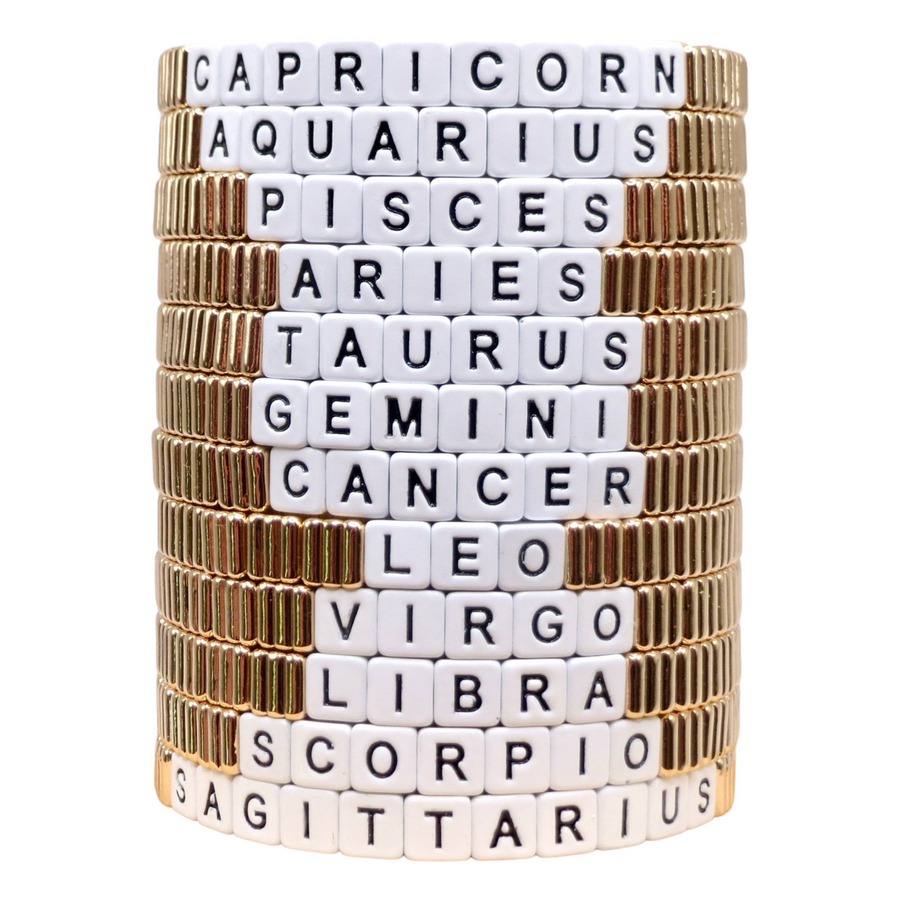 Zodiac Sign Stackable Gold Line Bracelet