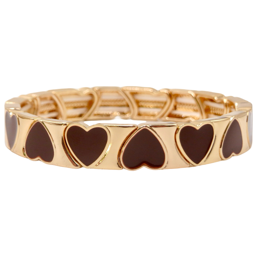 The Chocolate Brown and Gold Hearts Bracelet