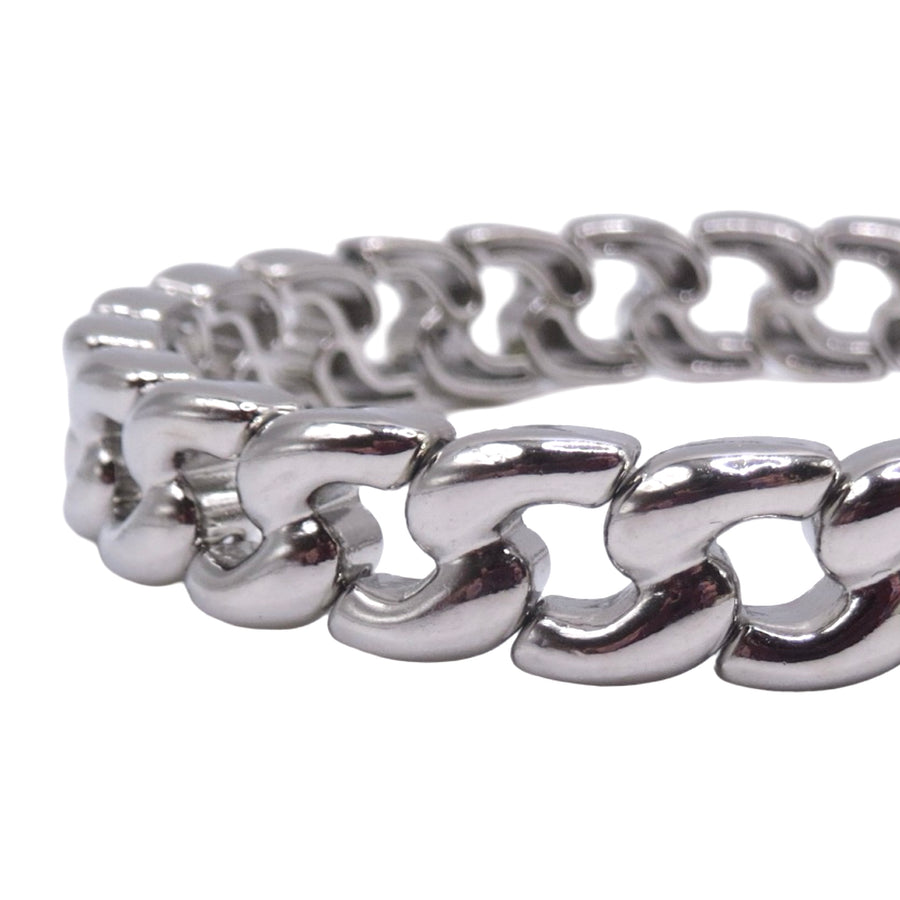 Stretch Cuban Chainlink Silver Single Bracelet