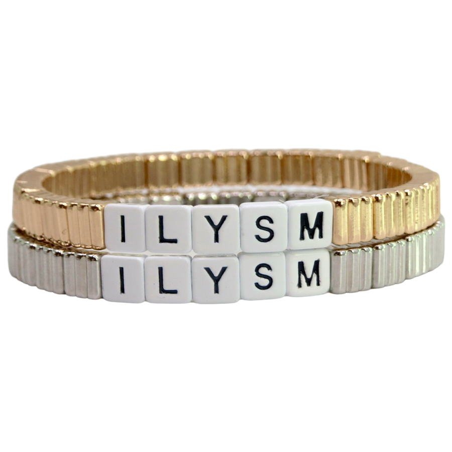 Stackable ILYSM "I Love You So Much" Thin Line Bracelet