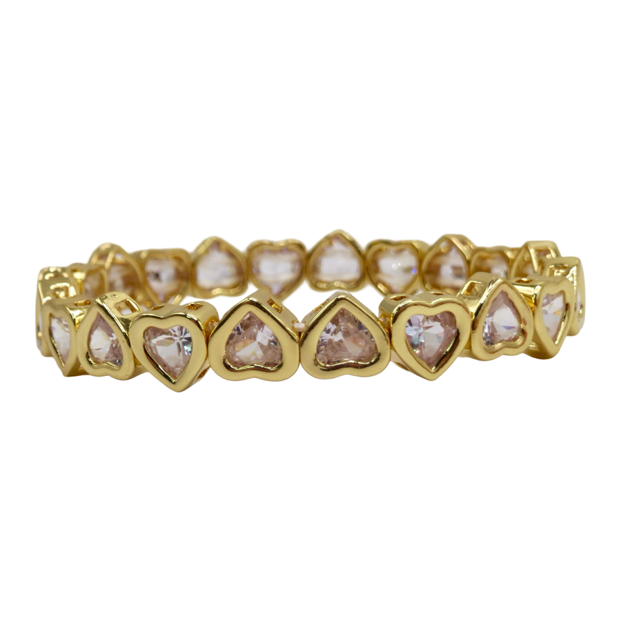 Dainty 18k Gold Heart Gems Bracelet