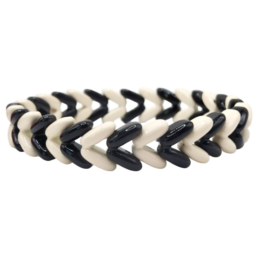 Ivory and Black Waving Wheat Bracelet