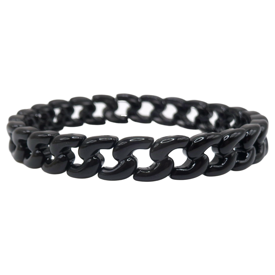 Stretch Cuban Chainlink Black Single Bracelet