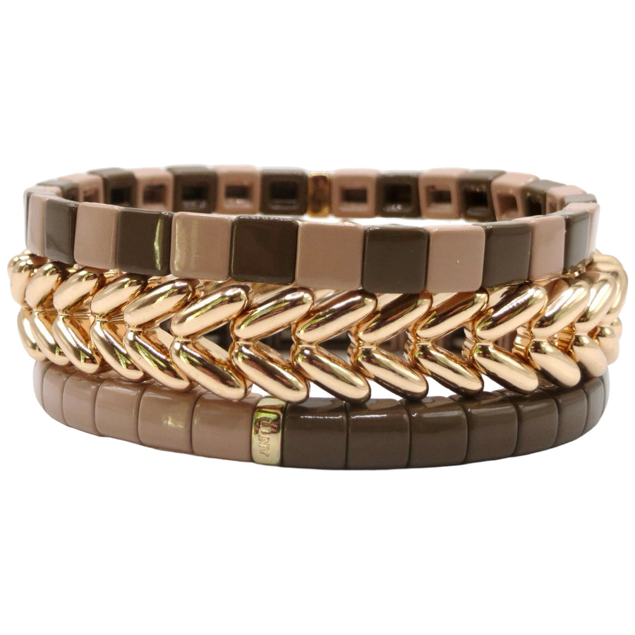 The Mocha Wheat Bracelet Stack