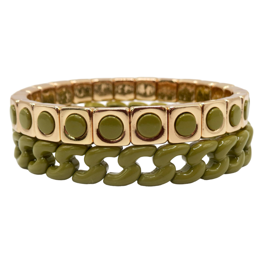 Olive Green Stack Bracelets