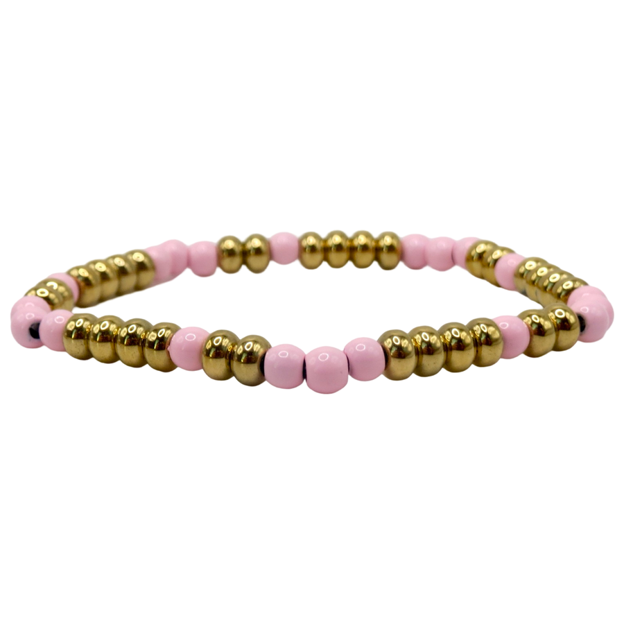 Ballerina Pink Beaded Stack Bracelets