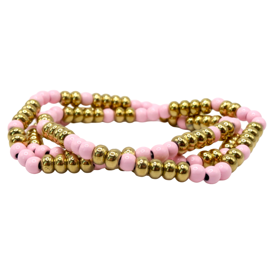 Ballerina Pink Beaded Stack Bracelets