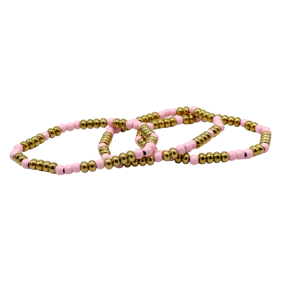 Ballerina Pink Beaded Stack Bracelets