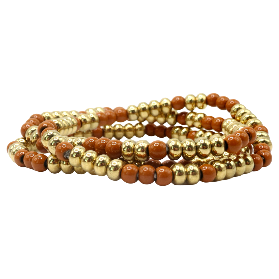 Burnt Orange Beaded Stack Bracelets