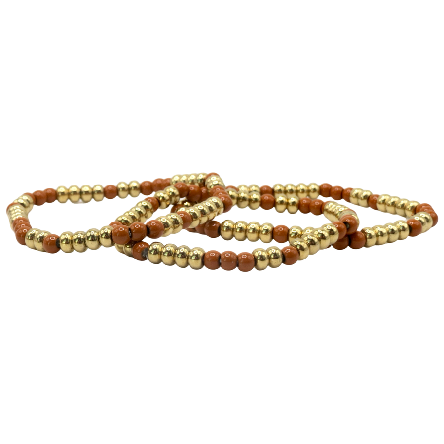 Burnt Orange Beaded Stack Bracelets