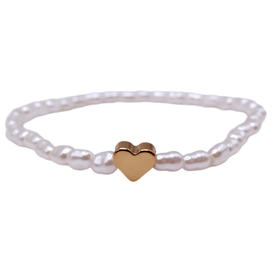 Mini Pearl Heart Charm Bracelet