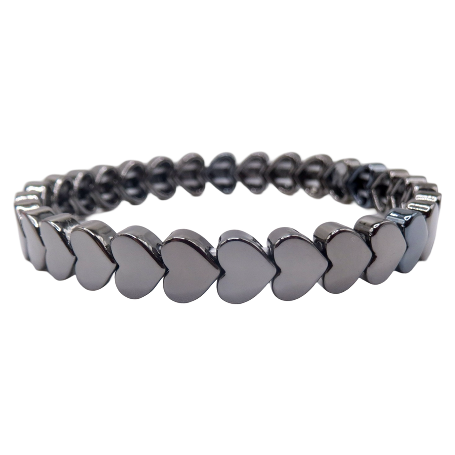 Mini Gunmetal Gray Hearts Bracelet