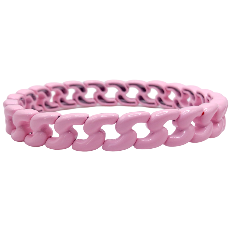 Ballerina Pink Stud & Cuban Stack Bracelets