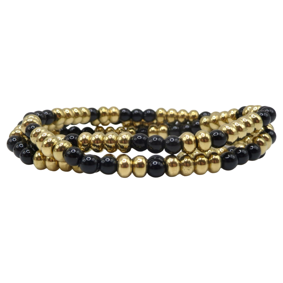 Black Beaded Stack Bracelets