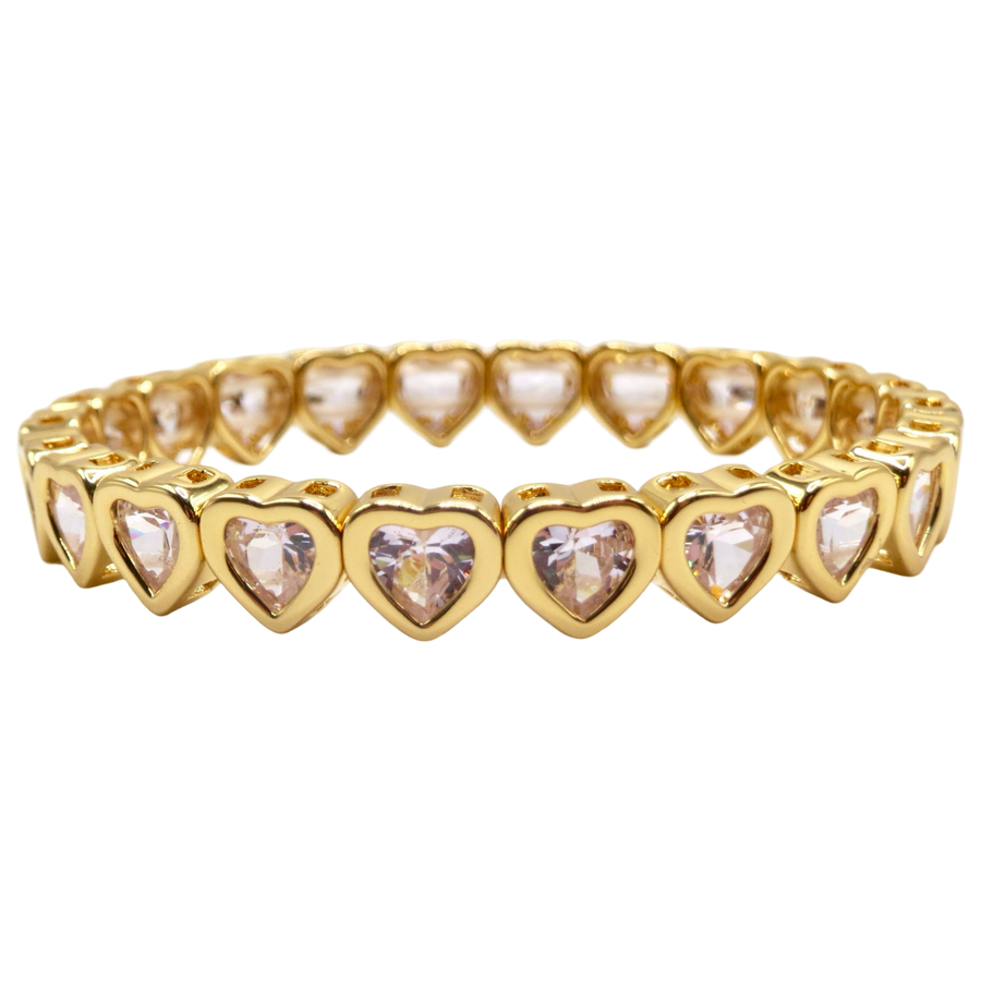 Dainty Gold Heart Gems Bracelet