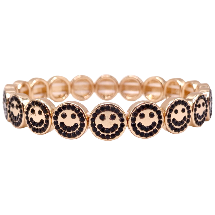 Black Smiley Disc Bracelet