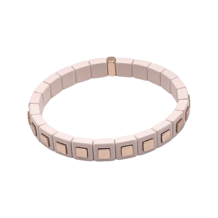 Ivory and Gold Square Single Bracelet