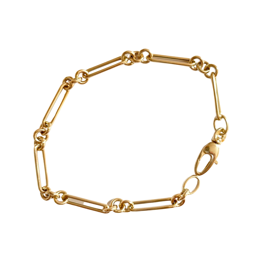 Long Link Paperclip Bracelet 14K Gold