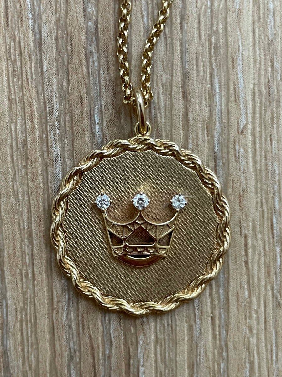 10k Yellow Gold Crown Charm Rope Chain 7mm 26'' Necklace Pendant 10kt – G  Bar